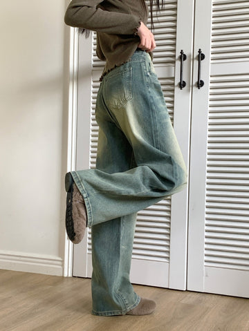 Acre String Washing Wide Denim Pants